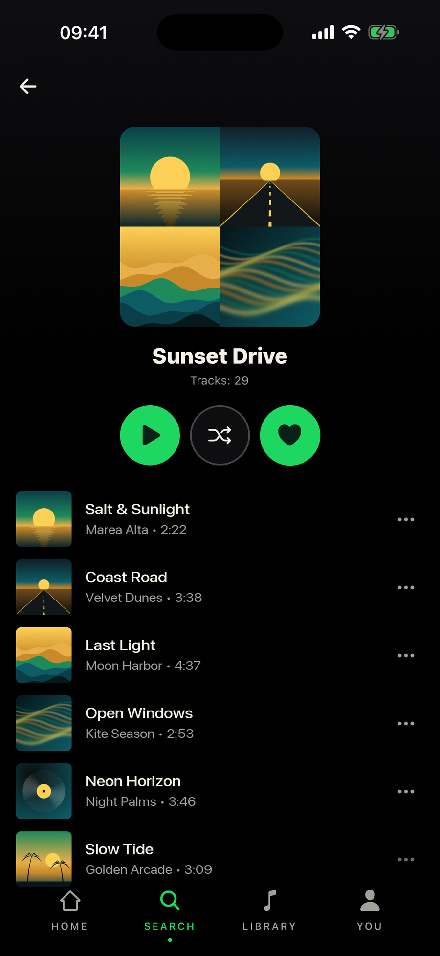 Wimbi playlist screen